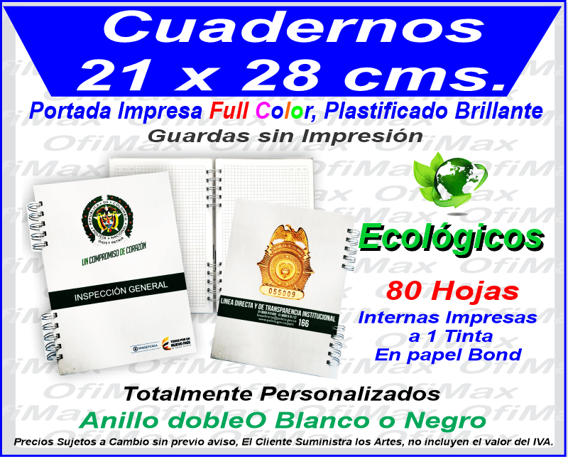 cuadernos publicitarios para empresas 21x28, bogota, colombia